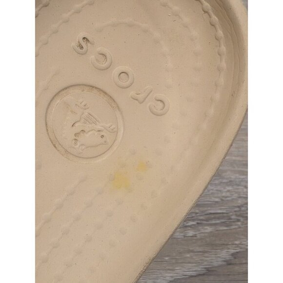 Crocs Women’s Size 8 Cobbler Slide Slip On Sandal Comfort Shoe Tan & White - Picture 8 of 16